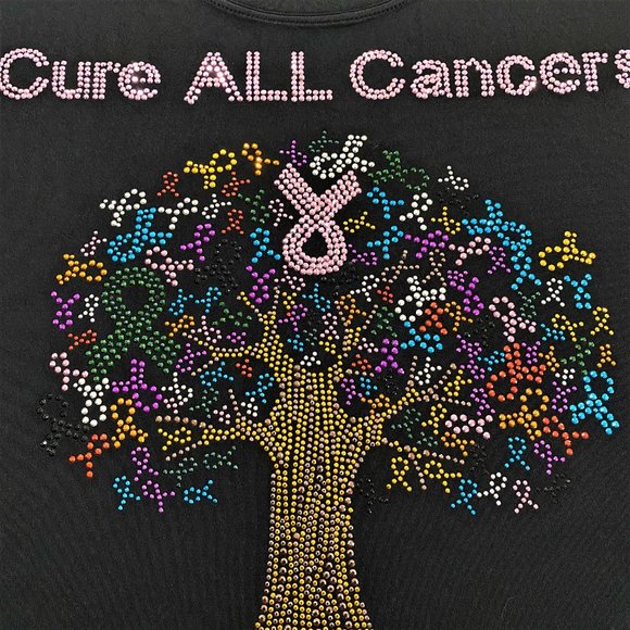 Cure All Cancers Sequined T-Shirt Black Size M - Picture 3 of 3